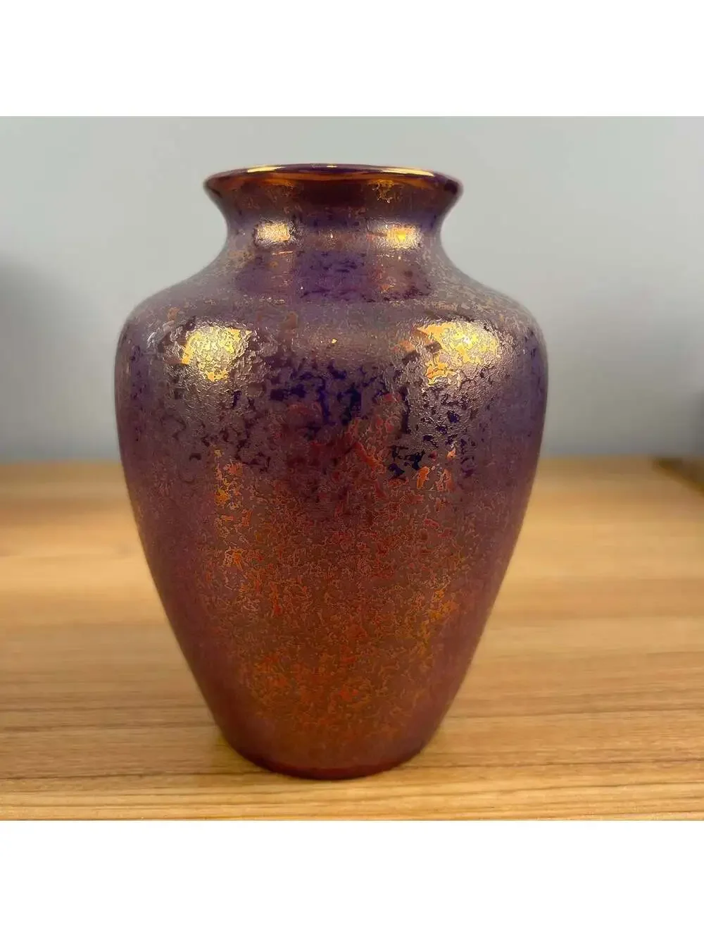 HIspano Moresque Art Deco Purple Copper Iridescent Lusterware Pottery Vase
